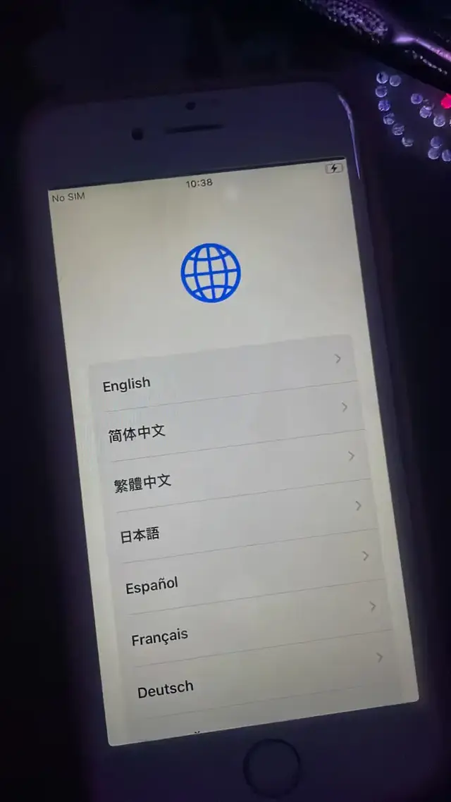 iPhone showing the language setup screen after a restore